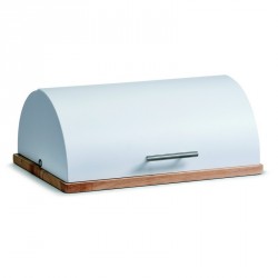 Zeller 27283 Bread Bin Roll Top Metal Rubber Wood - White