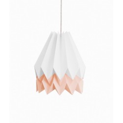 Orikomi Origami-Lampenschirm aus weißem Papier mit rosa Streifen