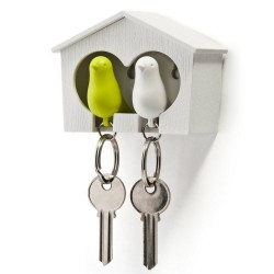 Qualy duo sparrow key portachiavi doppio canarino bianco verde