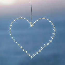 Coeur lumineux led fil de fer blanc sirius liva heart