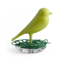 Qualy Nest Sparrow - Contenitore per graffette da ufficio verde