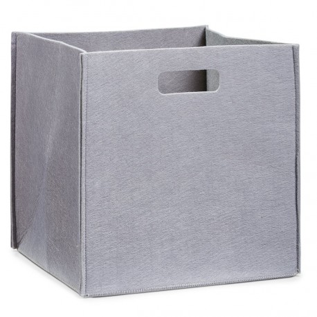 Corbeille cube rangement feutre taupe zeller 14325