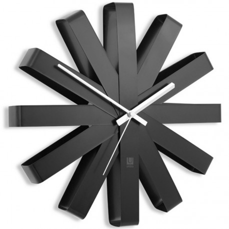 Horloge murale design acier noir umbra ribbon 