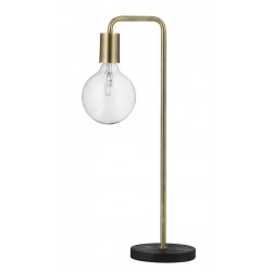 Frandsen Cool Table Lamp, brass antique, dark oak wood base