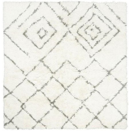 House Doctor Kuba tapis en laine blanc ivoire gris carré 180 x 180 cm