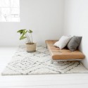 House Doctor Kuba tapis en laine blanc ivoire gris carré 180 x 180 cm