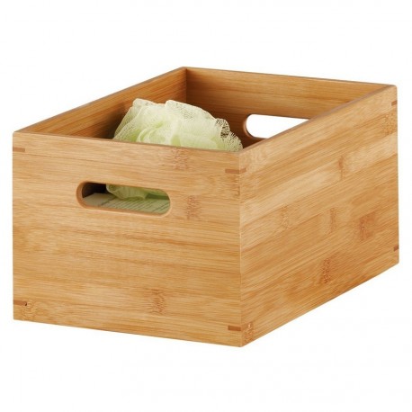 caisse de rangement en bois de bambou 30 x 20 x 14 cm zeller 13340