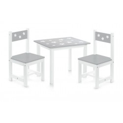 Ensemble table et 2 chaises enfants en bois gris Zeller