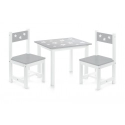 ensemble table et 2 chaises enfants en bois gris zeller 13490