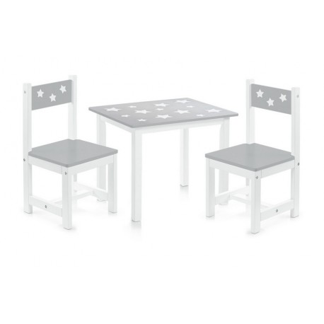 ensemble table et 2 chaises enfants en bois gris zeller 13490