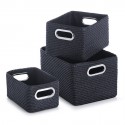 Set de 3 paniers rangement déco noir Zeller