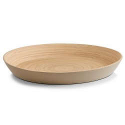 Plateau rond en bois de bambou taupe D 35 cm Zeller