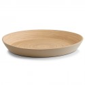 plateau rond en bois de bambou taupe d 35 cm zeller 25147