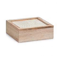 boite de rangement decorative carree en bois naturel 20 x 20 cm zeller 15113