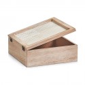 Boîte de rangement décorative carrée en bois naturel Zeller 20 x 20 cm