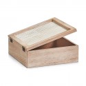 boite de rangement decorative carree en bois naturel 20 x 20 cm zeller 15113