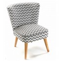 fauteuil sans accoudoirs pied de poule blanc gris rhombuses versa