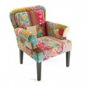 fauteuil tissu patchwork multicolore fleuri versa