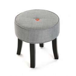 Tabouret rond 4 pieds tissu gris Versa Buttons