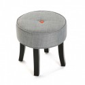 tabouret bas rond 4 pieds tissu gris versa buttons