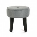 tabouret bas rond 4 pieds tissu gris versa buttons