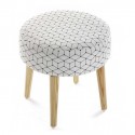 tabouret rond tissu design scandinave 4 pieds bois versa