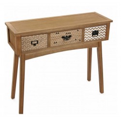 Console d'entrée déco en bois 3 tiroirs Versa Pavi