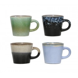 Keramik Kaffeebecher 70er Jahre HK Living 4er-Set