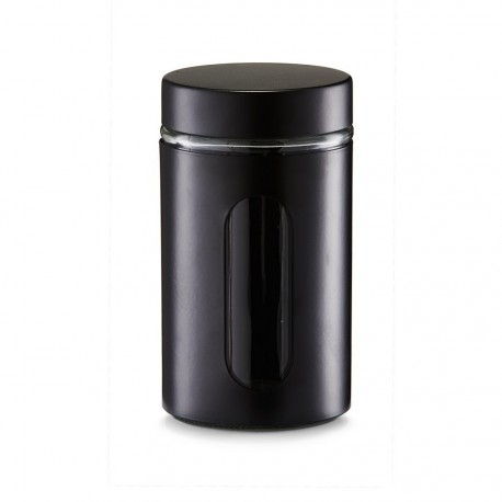 zeller bocal de conservation design metal noir et verre 900 ml