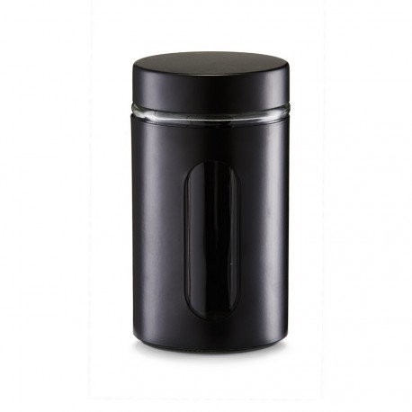 Bocal de conservation design métal noir et verre Zeller 900 ml