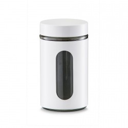 Zeller Design-Küchenbox aus weißem Metall und Glas 900 ml