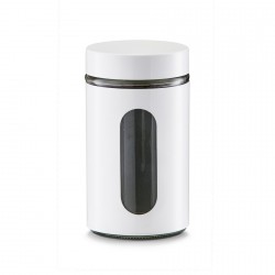 Boîte de cuisine design métal blanc et verre Zeller 900 ml