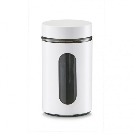 Boîte de cuisine design métal blanc et verre Zeller 900 ml