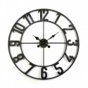 pendule murale ronde vintage metal noir versa