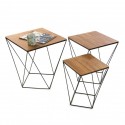 set de 3 tables basses graphiques metal et bois versa black wire 20850012