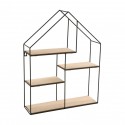 etagere murale en forme de maison metal et bois versa 20850022