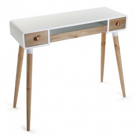 Table bureau console avec tiroirs design scandinave bois et bois blanc Versa Treveris