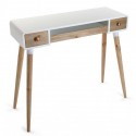 table bureau console avec tiroirs design scandinave bois et bois blanc versa treveris 21120024