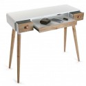 Table bureau console avec tiroirs design scandinave bois et bois blanc Versa Treveris