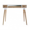 table bureau console avec tiroirs design scandinave bois et bois blanc versa treveris 21120024