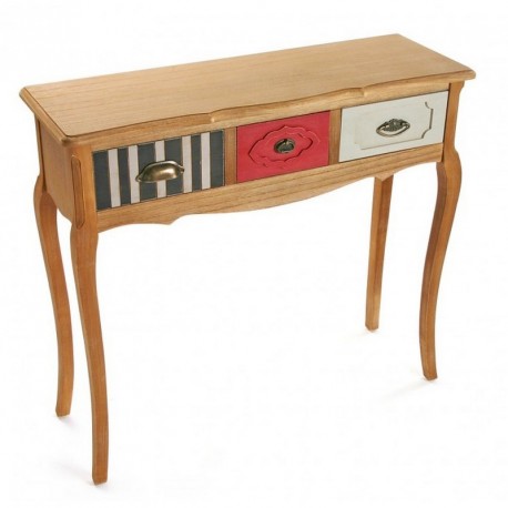 Console baroque en bois 3 tiroirs multicolores Versa Carp