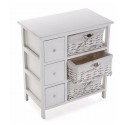 Commode de rangement bois blanc avec 3 paniers tressés et 3 tiroirs Versa