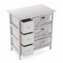 commode de rangement bois blanc avec 3 paniers tresses et 3 tiroirs versa 20100026