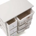 commode de rangement bois blanc avec 3 paniers tresses et 3 tiroirs versa 20100026