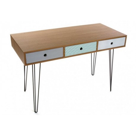 table de bureau design scandinave 3 tiroirs multicolores versa 21090003