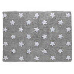 Kinderzimmerteppich aus Baumwolle mit grauen Sternen von Lorena Canals