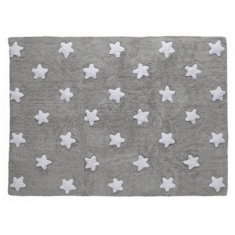Tapis chambre enfant gris étoiles blanches coton Lorena Canals 120 x 160 cm
