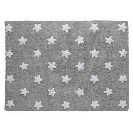 tapis chambre enfant gris etoiles blanches coton lorena canals 120 x 160 cm