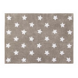 Tapis enfant étoiles beige blanc coton Lorena Canals