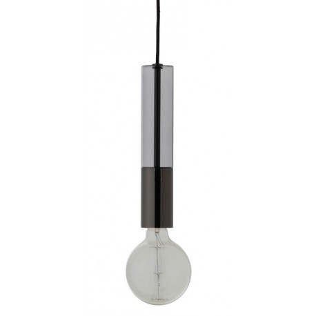 Suspension design Frandsen Freja métal chromé noir et verre fumé